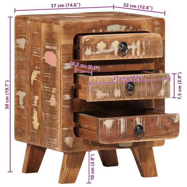 Massivholz Nachttisch Altholz 37x32x50 cm