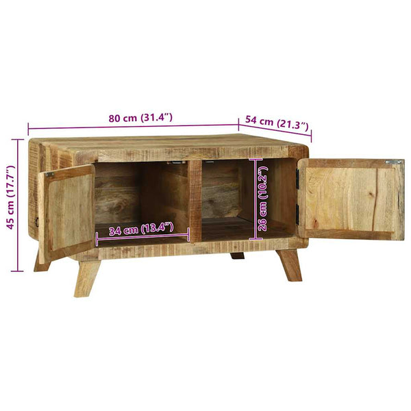 Couchtisch Braun Mango Massivholz 80x54 cm