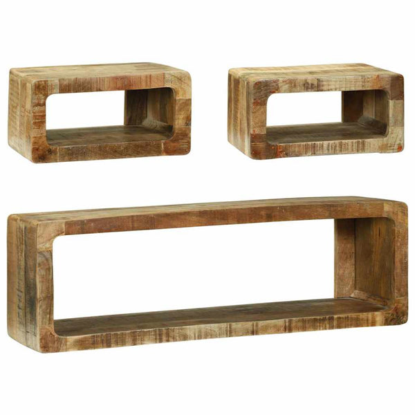 TV-Schrank Set Braun Massivholz Mango 3-teilig