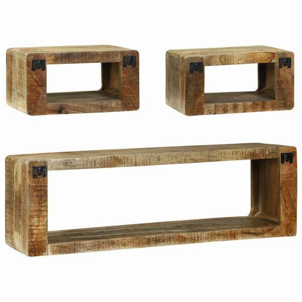 TV-Schrank Set Braun Massivholz Mango 3-teilig