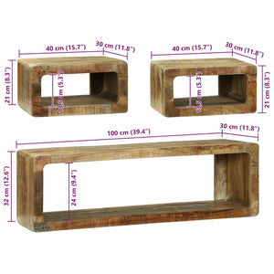 TV-Schrank Set Braun Massivholz Mango 3-teilig