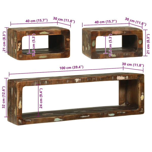 TV-Schrank Set mit Regal Altholz Mehrfarbig