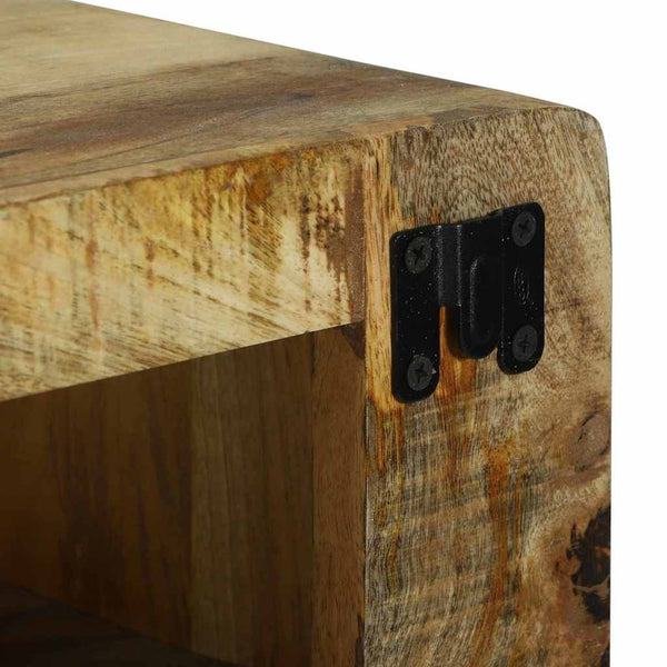 vidaXL Meuble TV avec étagères Bois de Manguier Massif Marron 100 x 32 x 36 cm