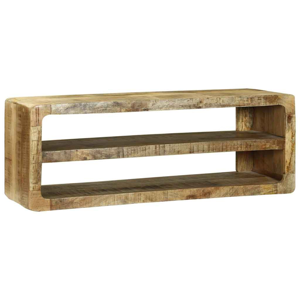 vidaXL Meuble TV avec étagères Bois de Manguier Massif Marron 100 x 32 x 36 cm