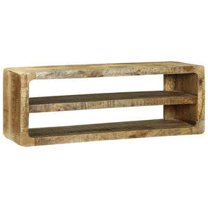 vidaXL Meuble TV avec étagères Bois de Manguier Massif Marron 100 x 32 x 36 cm