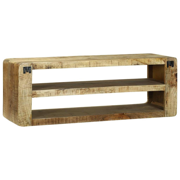 vidaXL Meuble TV avec étagères Bois de Manguier Massif Marron 100 x 32 x 36 cm