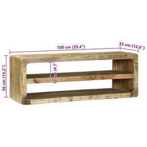 vidaXL Meuble TV avec étagères Bois de Manguier Massif Marron 100 x 32 x 36 cm