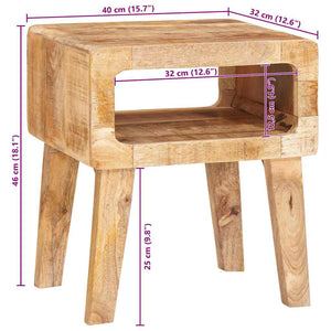 Beistelltisch mit Regal Mango Massivholz Braun