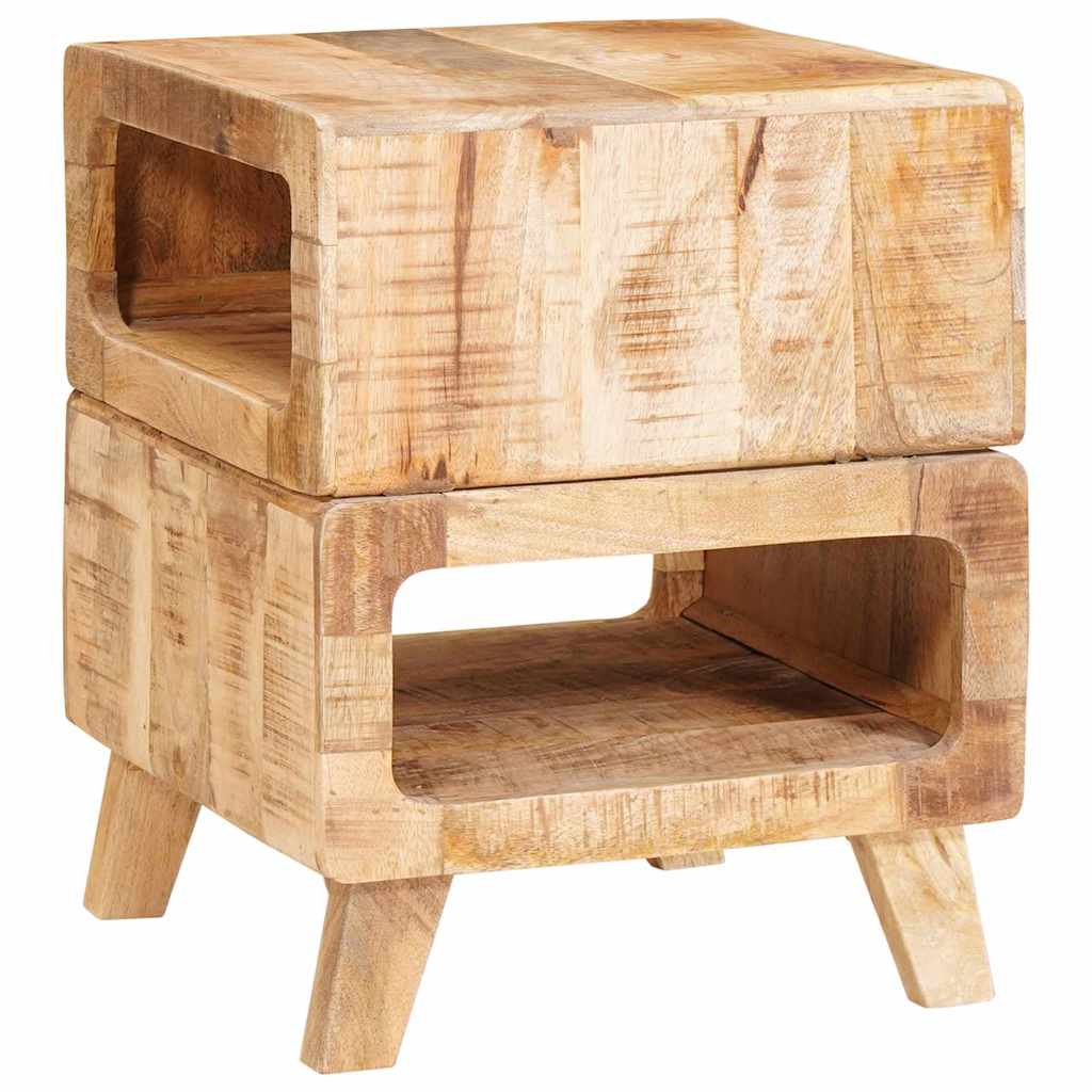Beistelltisch mit Regal Mango Massivholz Braun