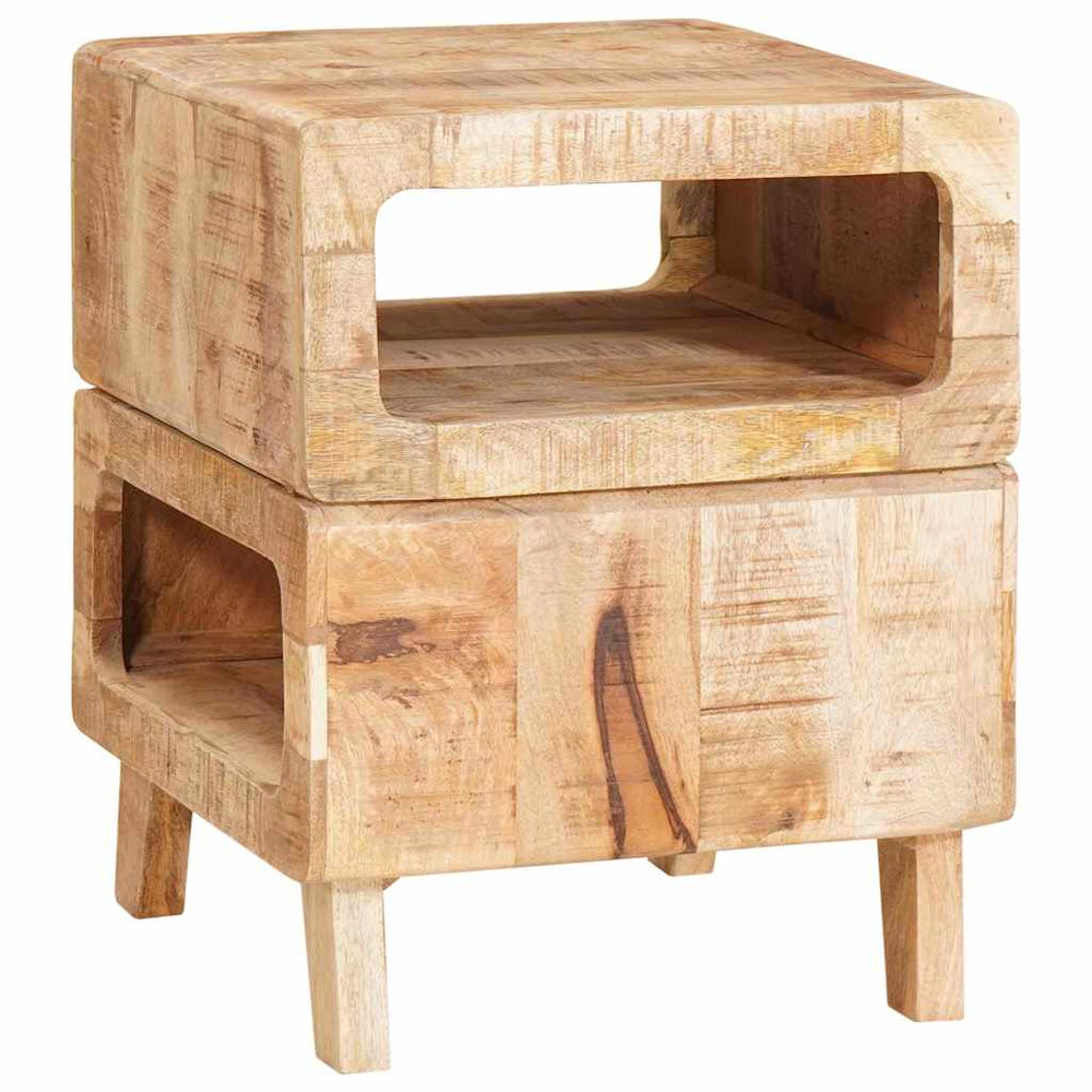 Beistelltisch mit Regal Mango Massivholz Braun