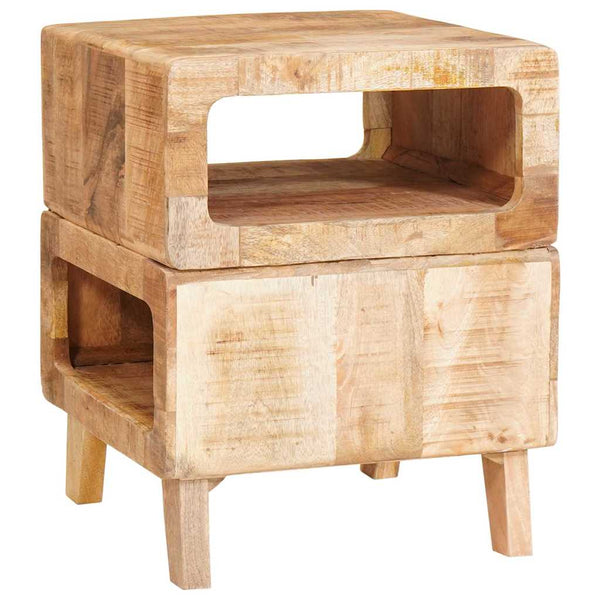 Beistelltisch mit Regal Mango Massivholz Braun