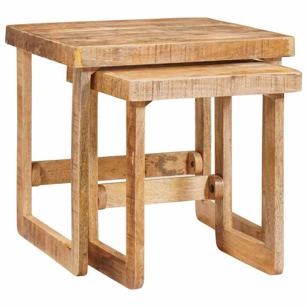 Satztische 2er Set Braun Mango Massivholz