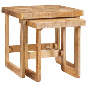 Satztische 2er Set Braun Mango Massivholz