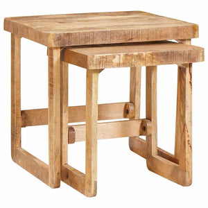 Satztische 2er Set Braun Mango Massivholz