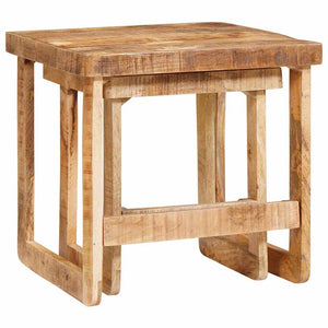 Satztische 2er Set Braun Mango Massivholz