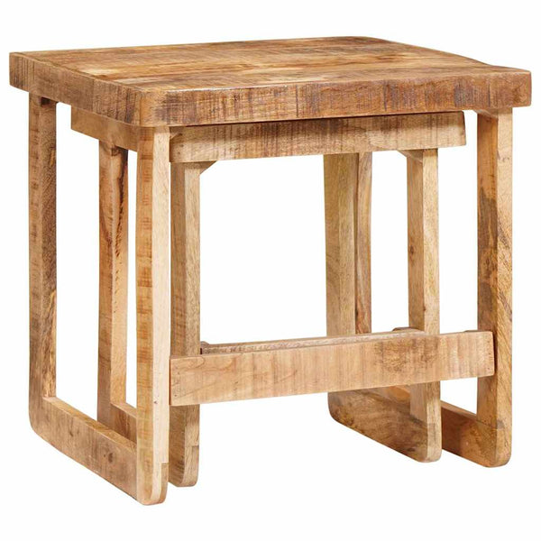 Satztische 2er Set Braun Mango Massivholz