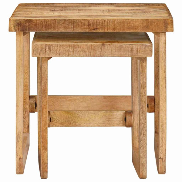 Satztische 2er Set Braun Mango Massivholz
