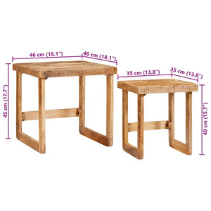 Satztische 2er Set Braun Mango Massivholz