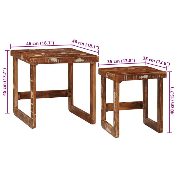 Satztische 2er Set Massivholz