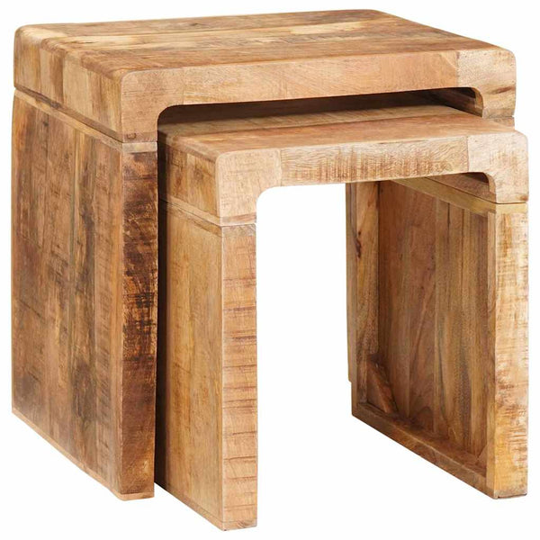 Satztische 2er Set Braun Mango Massivholz