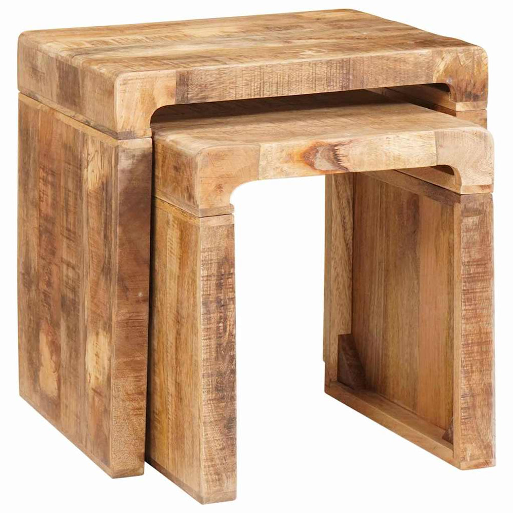Satztische 2er Set Braun Mango Massivholz