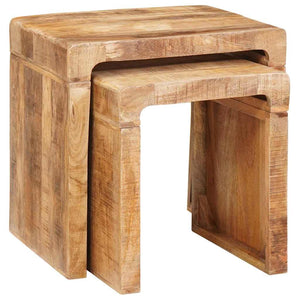 Satztische 2er Set Braun Mango Massivholz