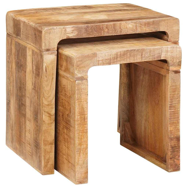 Satztische 2er Set Braun Mango Massivholz