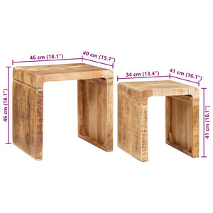 Satztische 2er Set Braun Mango Massivholz