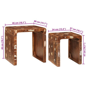 Satztische 2er Set Braun Massivholz