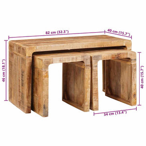 Nestingtisch 3er Set Mango Massivholz Braun