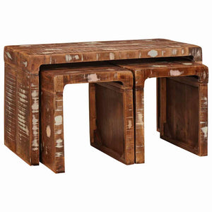 Nestingtisch 3er Set Braun Massivholz