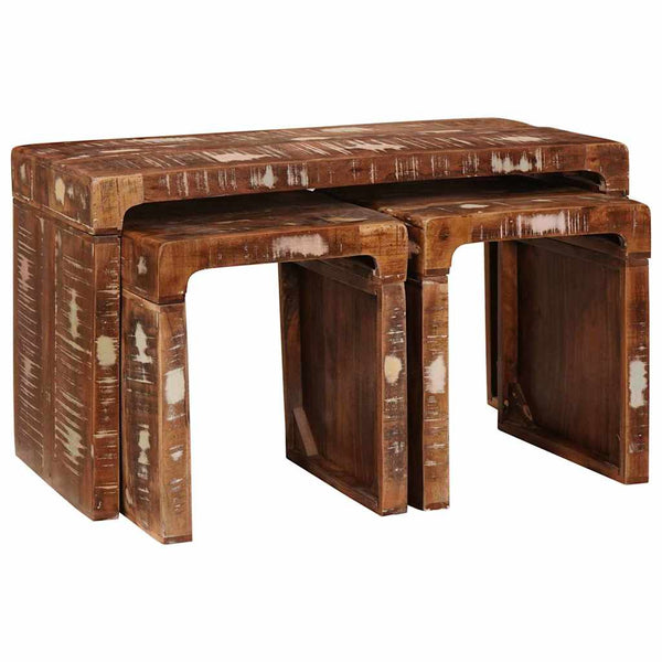 Nestingtisch 3er Set Braun Massivholz
