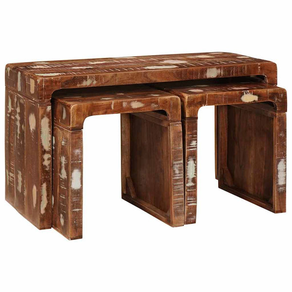 Nestingtisch 3er Set Braun Massivholz