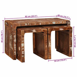 Nestingtisch 3er Set Braun Massivholz