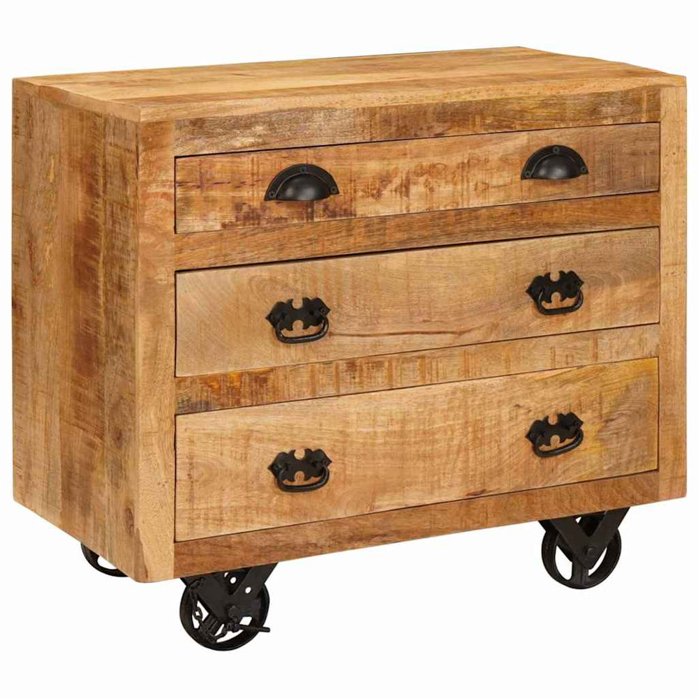 Brauner Mango Massivholz Seitenschrank 70cm