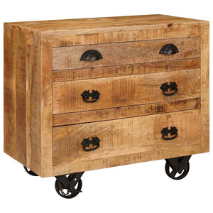Brauner Mango Massivholz Seitenschrank 70cm