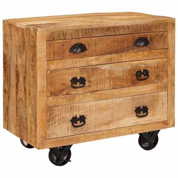 Brauner Mango Massivholz Seitenschrank 70cm