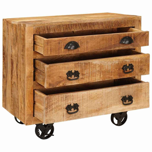 Brauner Mango Massivholz Seitenschrank 70cm