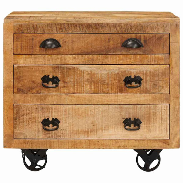 Brauner Mango Massivholz Seitenschrank 70cm