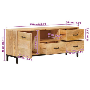 TV-Ständer Massivholz Mango Braun 110cm