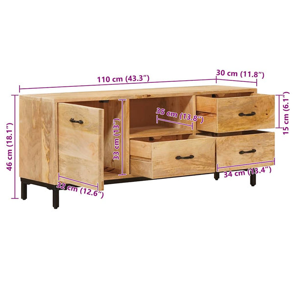 TV-Ständer Massivholz Mango Braun 110cm
