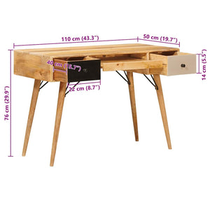 Massivholz Schreibtisch Braun 110 cm
