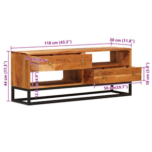 Meuble TV vidaXL Naturel 110 x 30 x 44 cm Bois de Sesham Massif