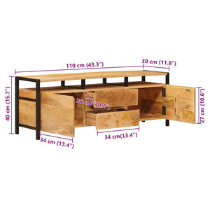 Brauner Stauraumschrank Mango Massivholz 110cm