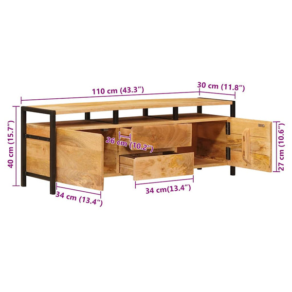 Brauner Stauraumschrank Mango Massivholz 110cm