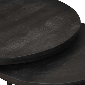 Nesting Couchtische 3er Set Mango Massivholz Schwarz
