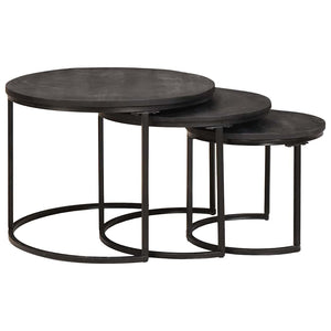 Nesting Couchtische 3er Set Mango Massivholz Schwarz