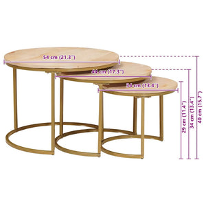 3er-Set Couchtische Massivholz Mango Braun