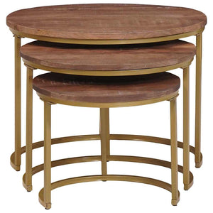 Nesting Couchtische 3er Set Mango Massivholz