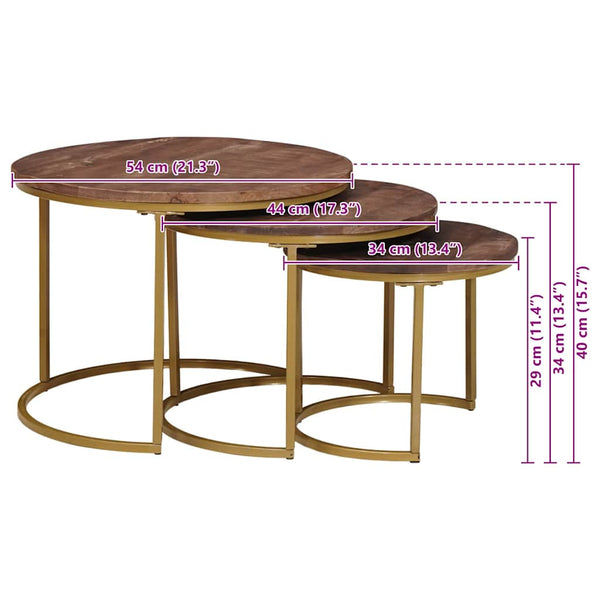 Nesting Couchtische 3er Set Mango Massivholz